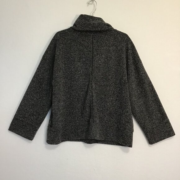 Roots Canada Black White Marled Knit Long Sleeve Cowl Neck Sweater Size XL - Picture 9 of 12